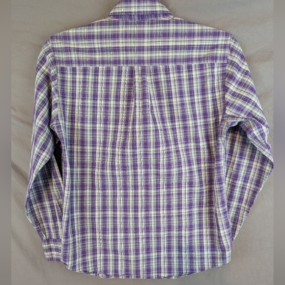 Cinch Size 10 Boys Button Down Shirt Purple White Green - Picture 3 of 9